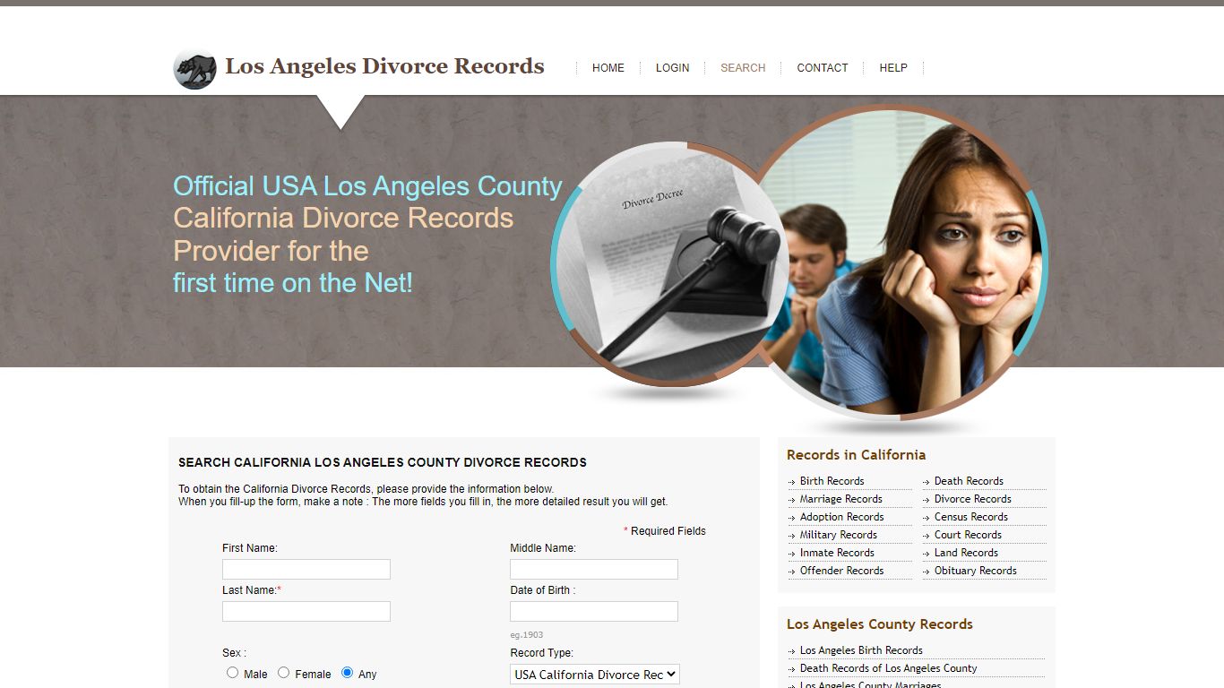 Search California Los Angeles County Divorce Records